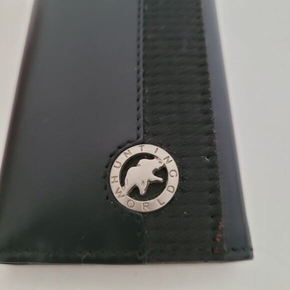 Hunting World Key Card Case Hooks Holder Wallet Logo Black Trifold Desig Italian - Picture 6 of 8